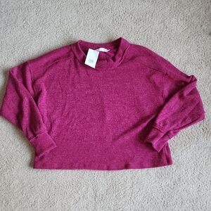 Magenta Long Sleeve Cropped Sweater